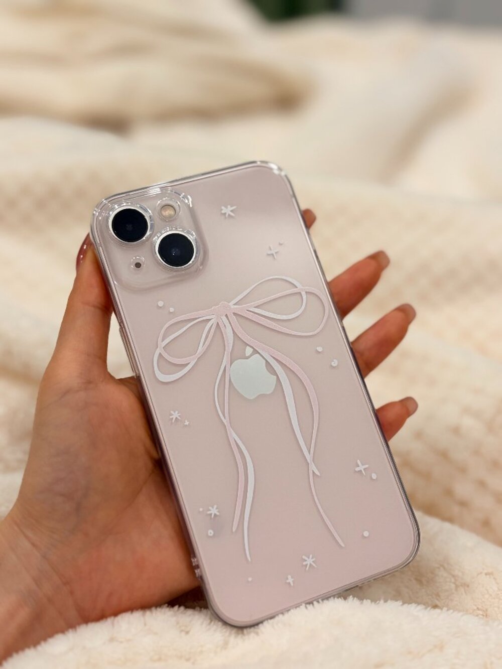 Cute Pink Bow Clear Case for iPhone | Aesthetic Coquette Design